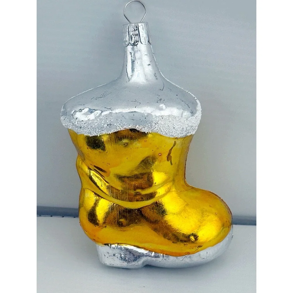 Vintage 1950's-60's Polish Hand Blown Glass Stocking Ornament. 4